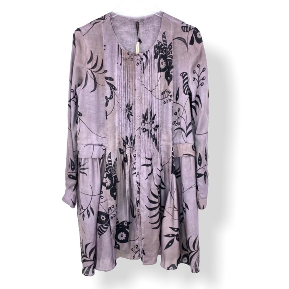 Manila Grace Silk Blend Button Front Mini Dress - Picture 2 of 12